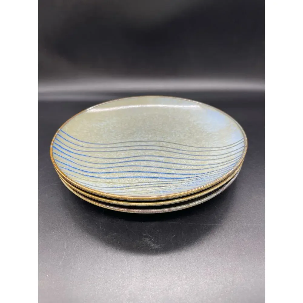 Joseph Abboud Mediterranean Waves 1032 Set of 3 Stoneware Salad Plates 8.25